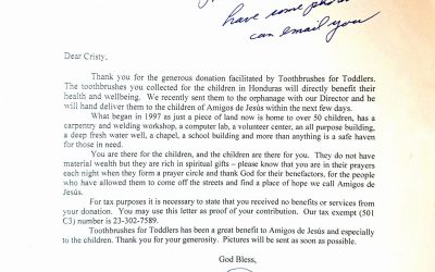 Thank You Letter from Amigos de Jesus Orphanage